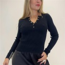 maglia con bottoni in costina benny